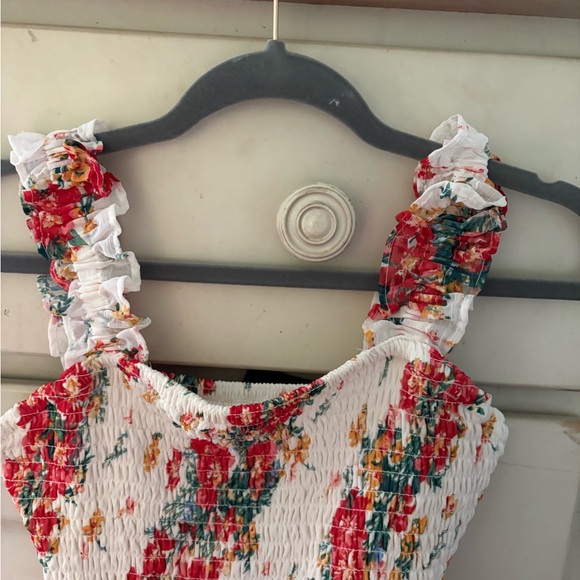 Maurices Floral Smocked Dress - Red and White - Picture 6 of 6